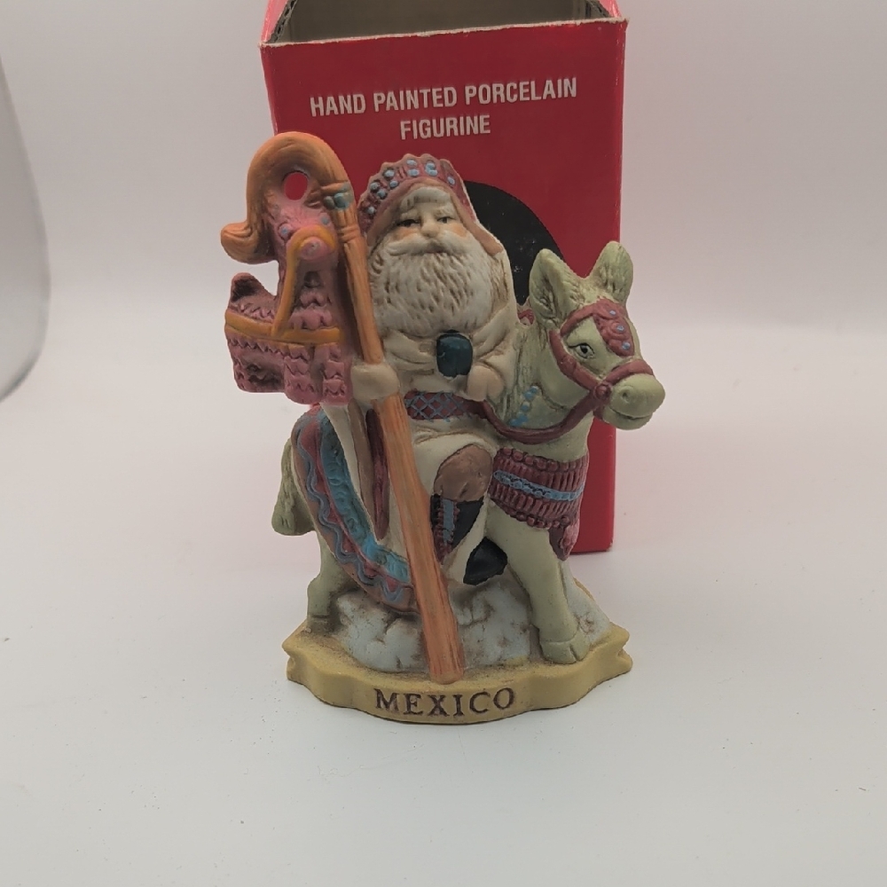 Santa on Donkey Ceramic Figurine - Multicolor